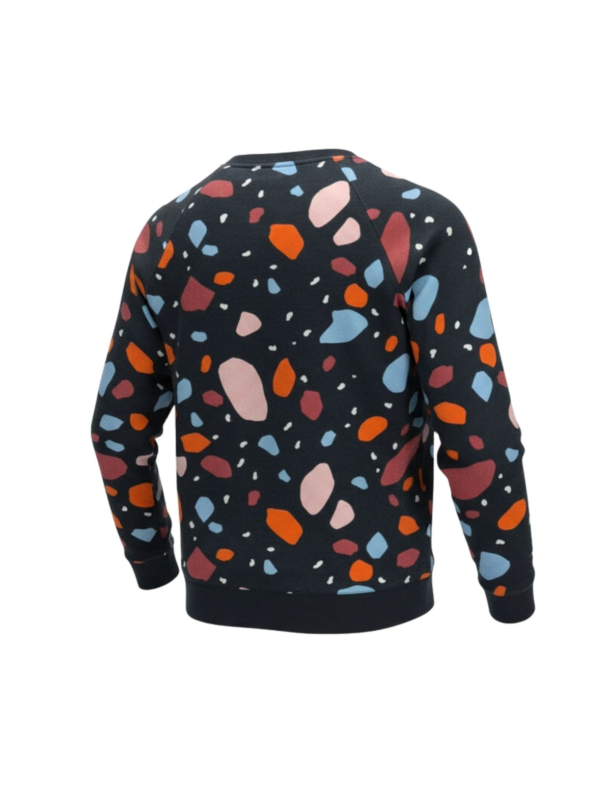 Sweatshirt with colorful abstract pattern on a black background
