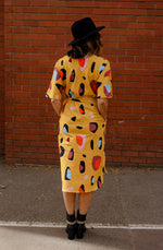 Annie Dress Mustard Sauros in Cotton