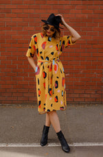 Annie Dress Mustard Sauros in Cotton