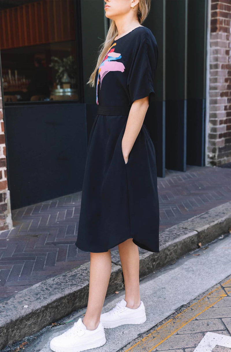 Annie Dress Electric Heart in Silk