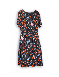 DEVOI Dorothy dress in Terrazzo printed linen. Back view