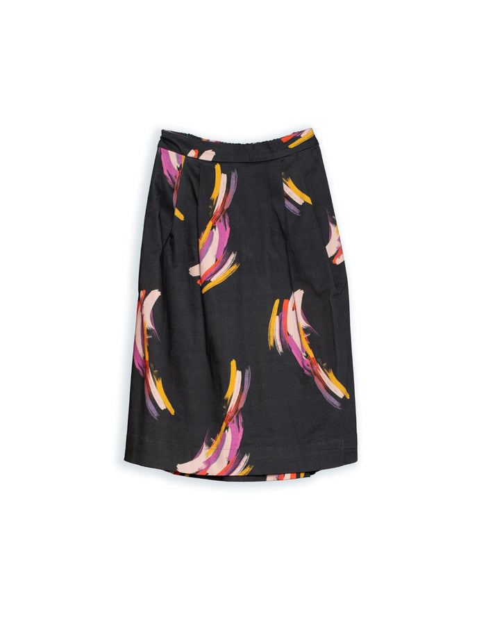 DEVOI Margot skirt in Purple Electric Heart printed stretch cotton. Front view
