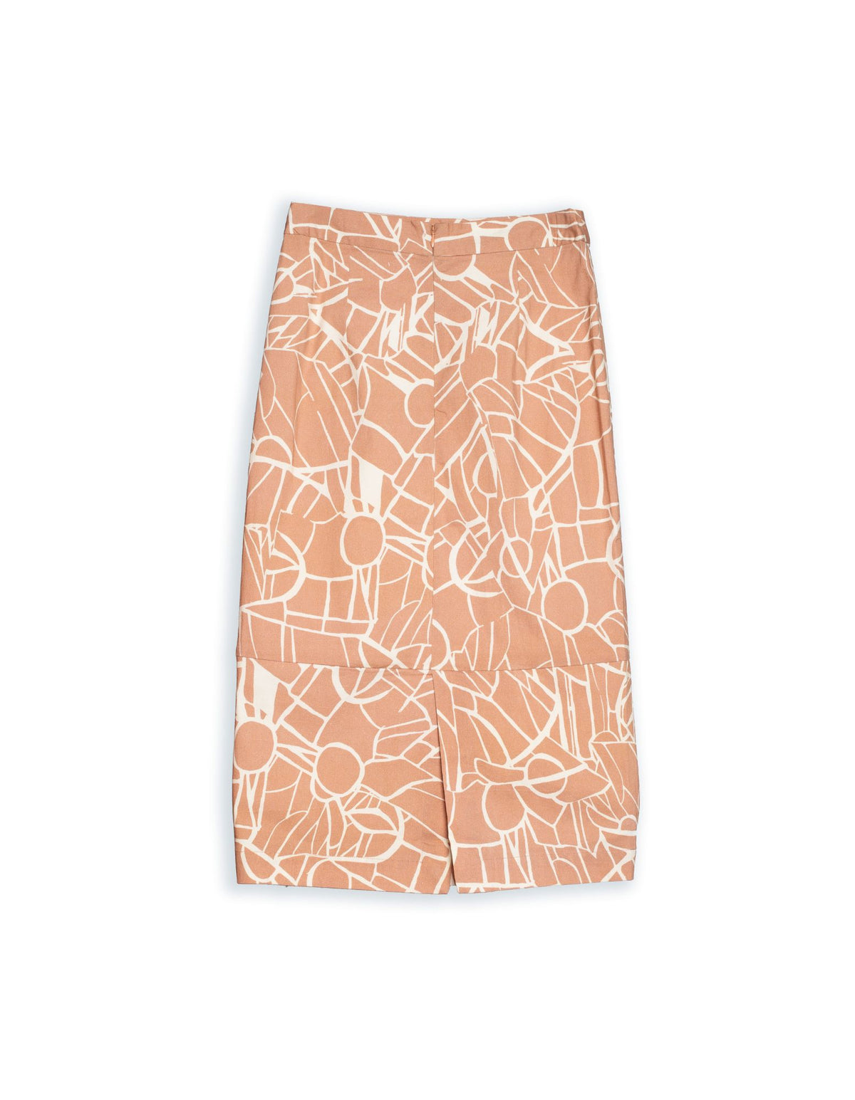 DEVOI  Vivien skirt in Cream Rejoice printed stretch cotton. Back view