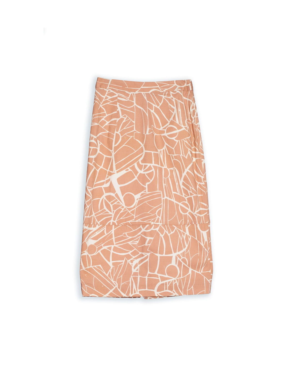 DEVOI  Vivien skirt in Cream Rejoice printed stretch cotton. Front view