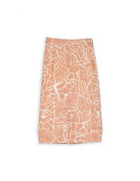DEVOI  Vivien skirt in Cream Rejoice printed stretch cotton. Front view