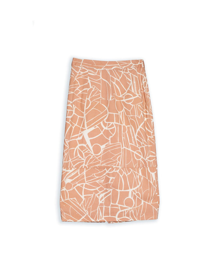 DEVOI  Vivien skirt in Cream Rejoice printed stretch cotton. Front view