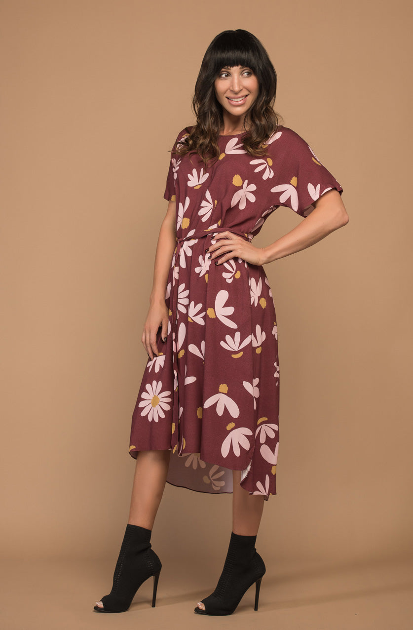 Annie Dress - Maroon Daisy - DEVOI