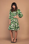 DEVOI wrap dress printed Calla Lillies green.