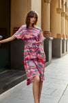 DEVOI printed Anna dress is your day-to-night go to!  It's a super comfy, slouchy A-line dress with raglan sleeves with side seam pockets