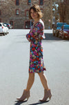 DEVOI Frances pencil skirt in stretch cotton. This skirt is printed in Black Empress floral print. the skirt is super comfy and has pockets and a back vent.