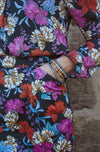DEVOI Frances pencil skirt in stretch cotton. This skirt is printed in Black Empress floral print. the skirt is super comfy and has pockets and a back vent.