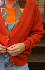Mila Knit Cardigan Orange in Merino Wool