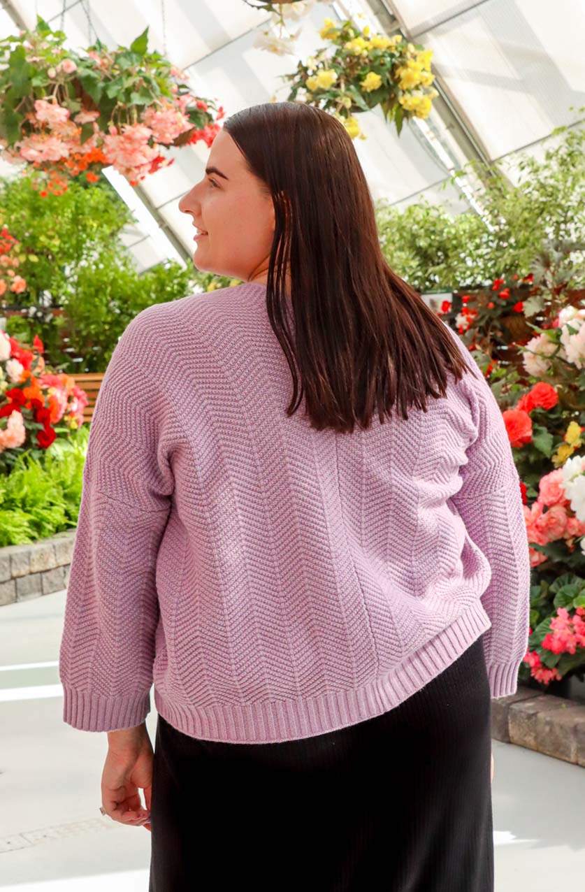 Ava Knit Cardigan Lilac in Merino Wool