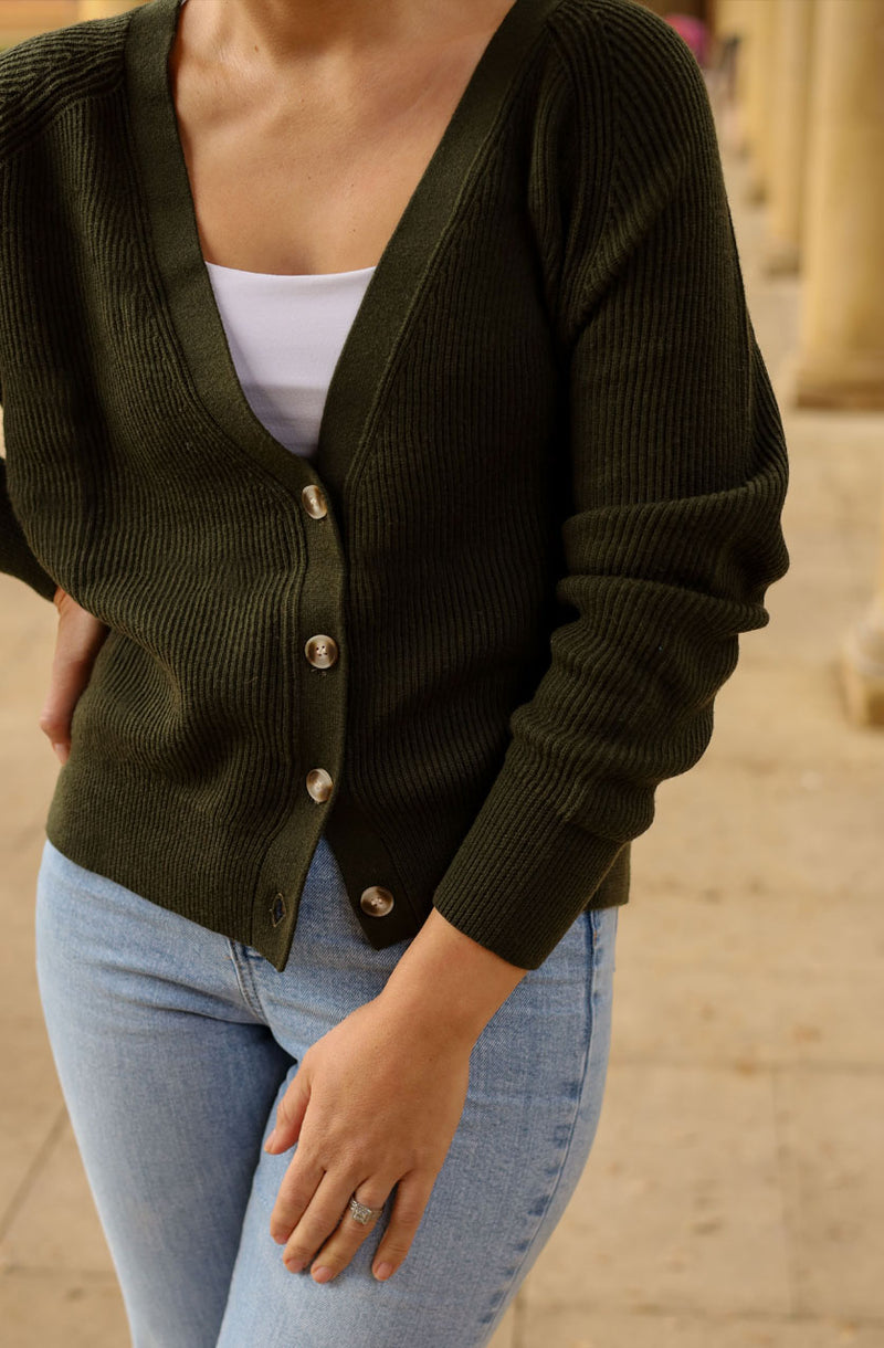 Mila knit cardigan - Moss Green