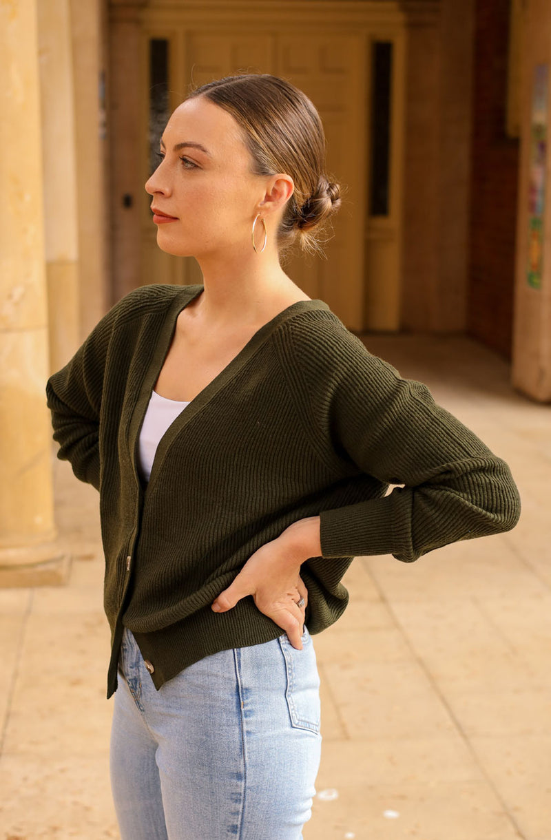Mila knit cardigan - Moss Green
